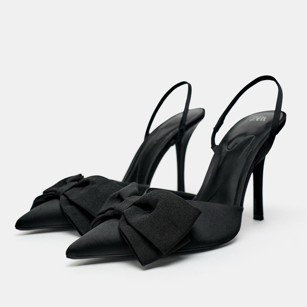 Zara Black Heels with Bow Detail